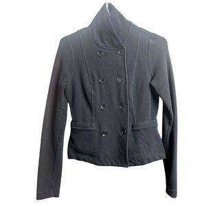 !SOLD! JACOB Black Cotton Jacket Button Down Shawl Sweater Soft Stretchy